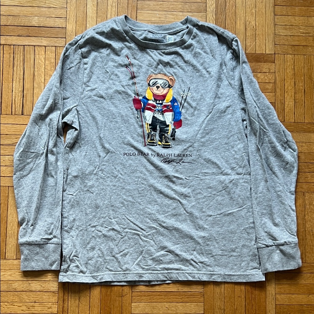 Polo by Ralph Lauren Kids Gray Bear Long Sleeve Tee